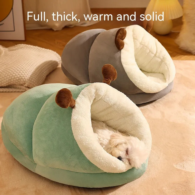 Winter Slipper Pet Bed for Dogs and Cats - Soft Enclosed Slipper Cave Bed
