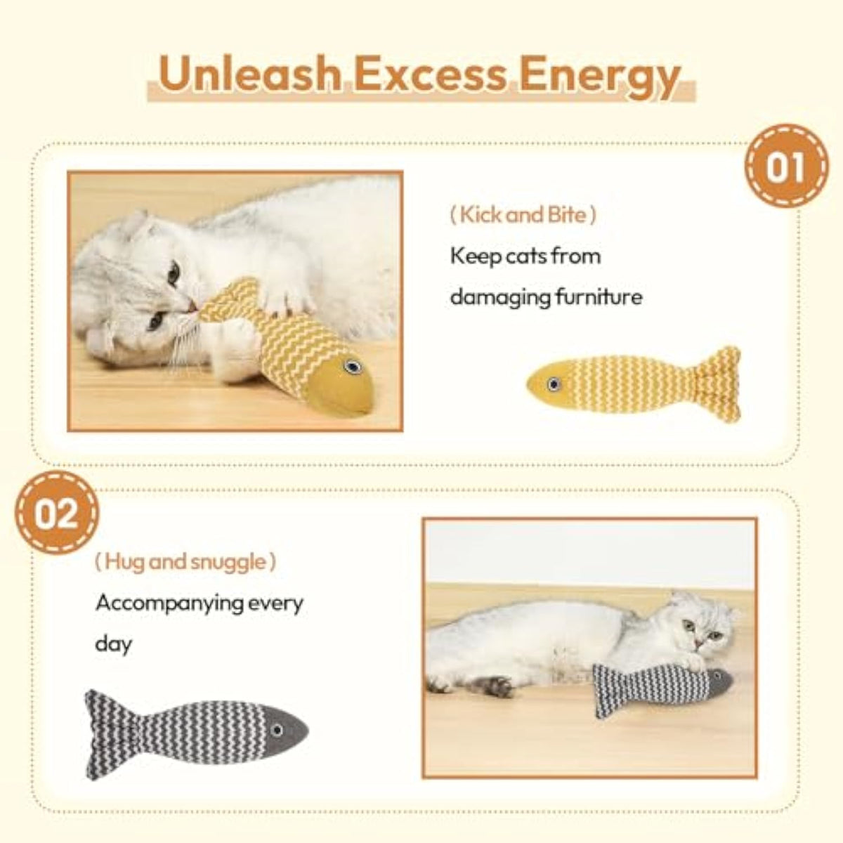 Soft Catnip Fish Toy for Kittens and Adult Cats with Fun Kicker Design