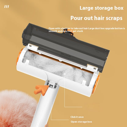 Ergonomic pet hair remover roller removing fur from furniture couch