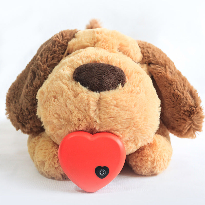 Heartbeat plush dog toy for puppies, front view