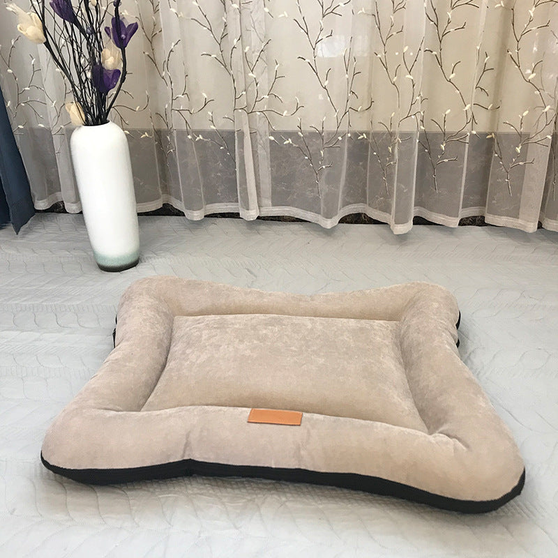 Brown washable nest pad bed side view 2.75 inch loft