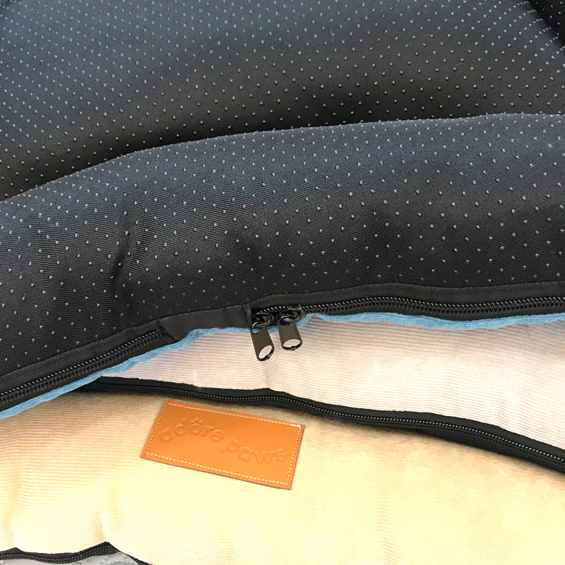 Grey washable nest pad bed with raised bolster edge