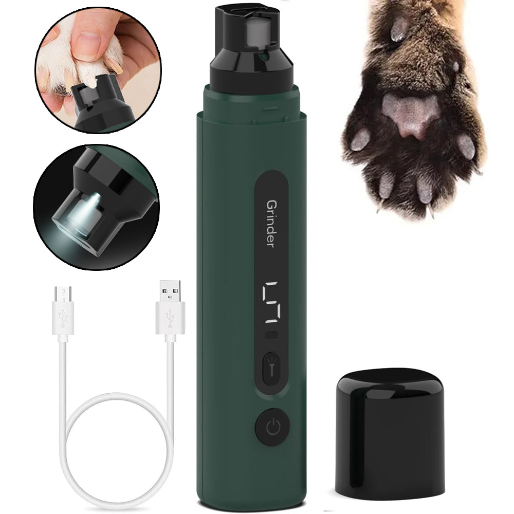 Quiet Electric Nail Grinder - 5-Speed Low Noise Pet Nail Trimmer with LED Light