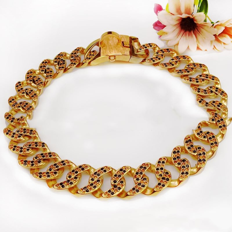 Diamond Dog Chain Neck Ring with Mirror