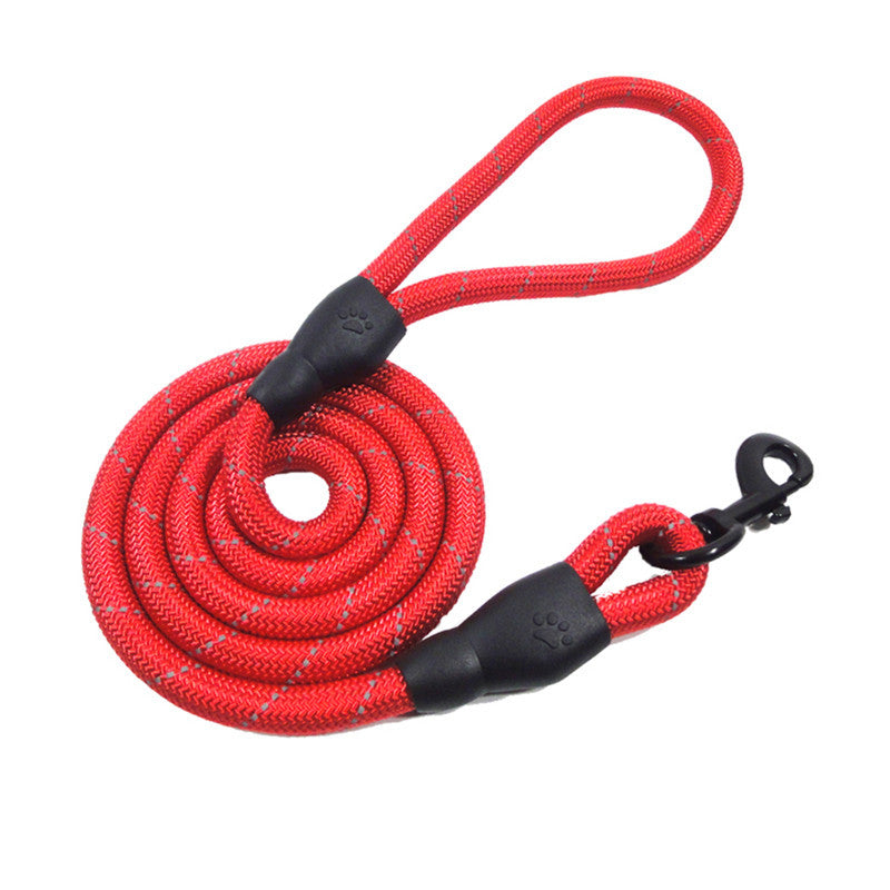 Durable braided nylon reflective rope dog leash blue