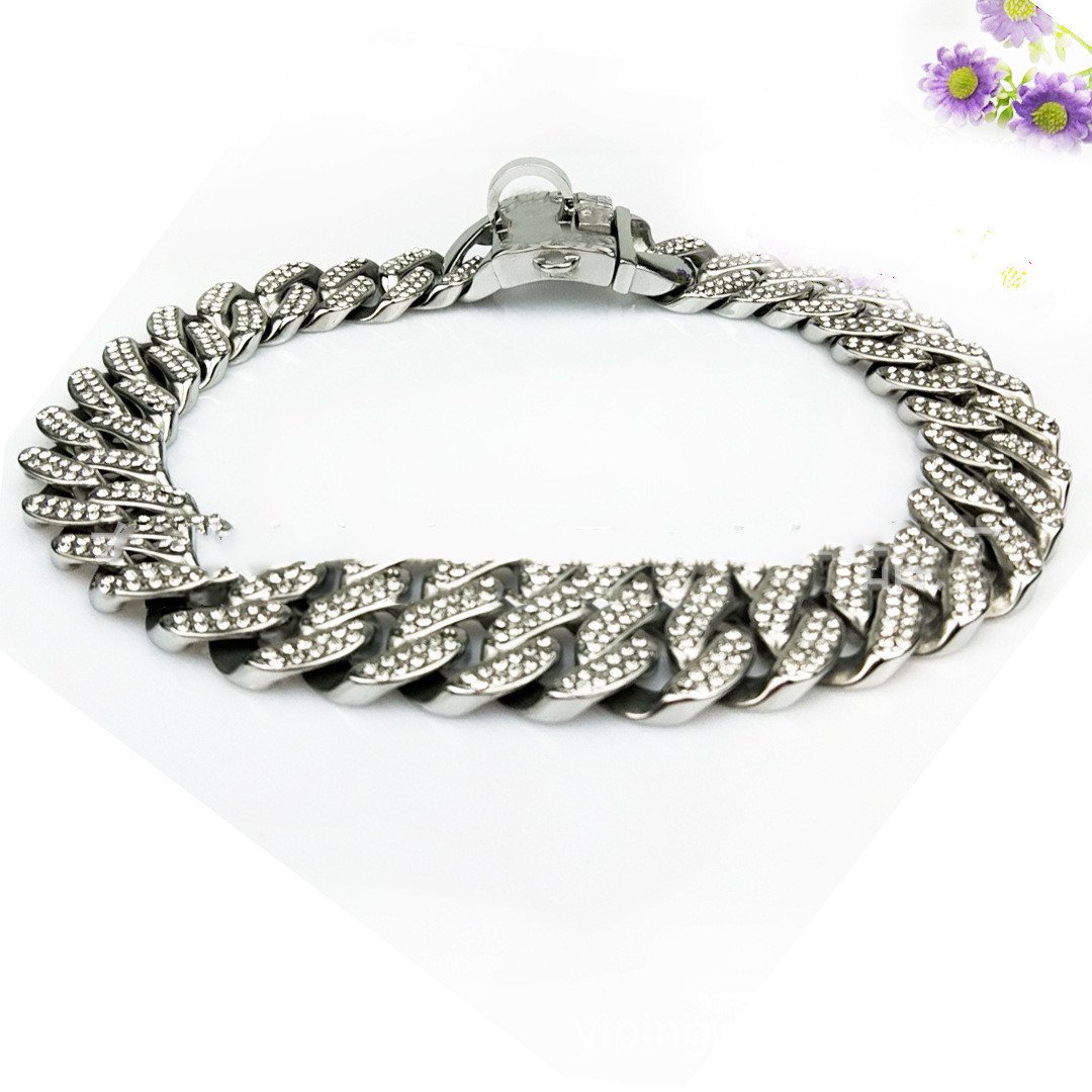 Diamond Dog Chain Neck Ring with Mirror