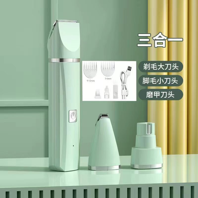 Pet Clipper for Dogs and Cats - Mint Green 4-in-1 Foot Hair Knife and Attachments