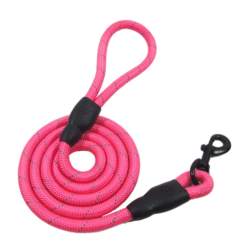 Reflective rope dog leash with padded handle black 6ft