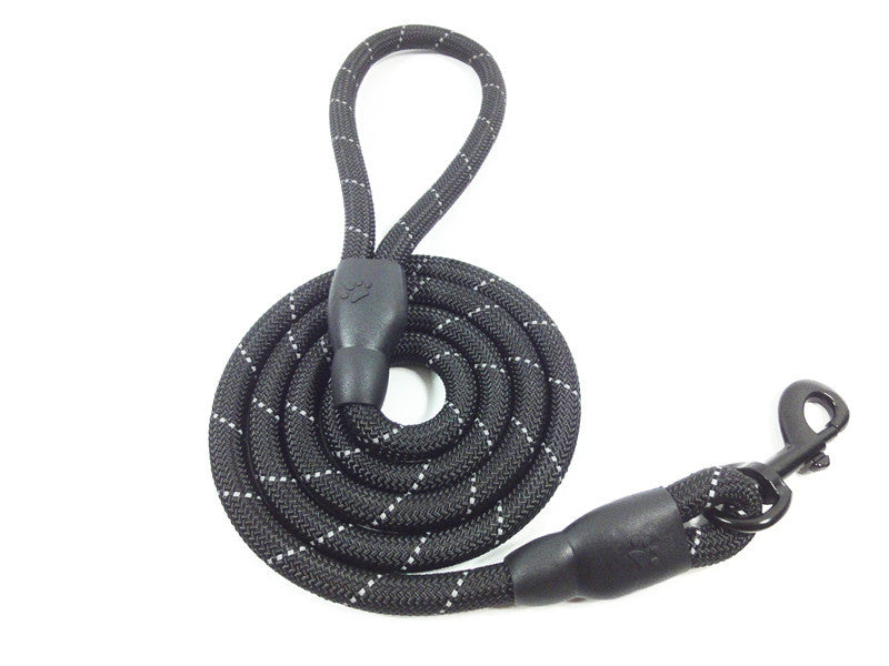 Heavy duty reflective rope dog leash swivel clip