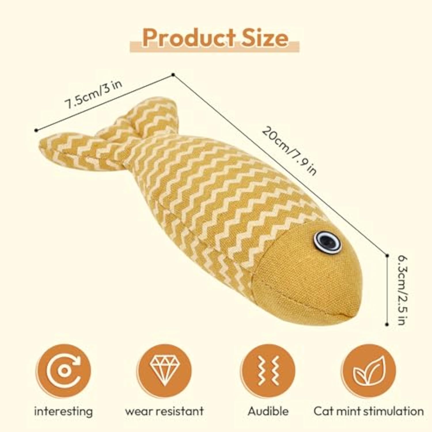 Catnip fish kicker toy durable stitching for biting and kicking