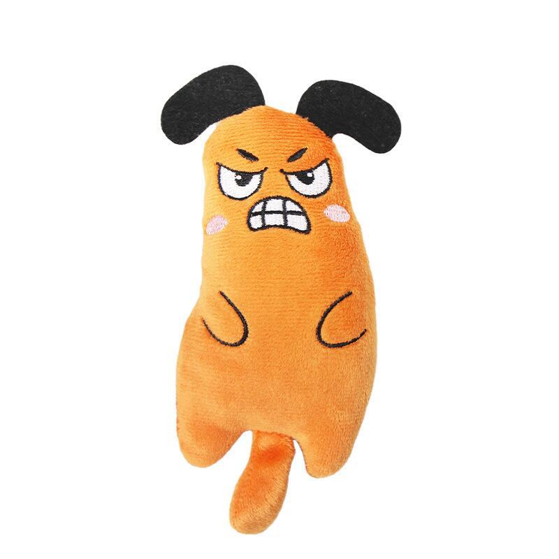 Catnip plush cat toy in light blue close up detail
