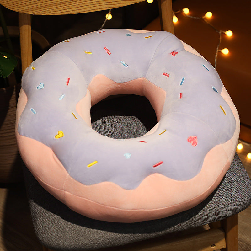 Donut plush cushion in pink raspberry floor lounger