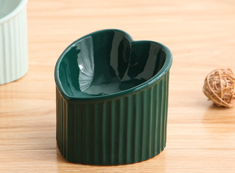 Ceramic Pet Bowl with Slanted Design elevated base angle detail