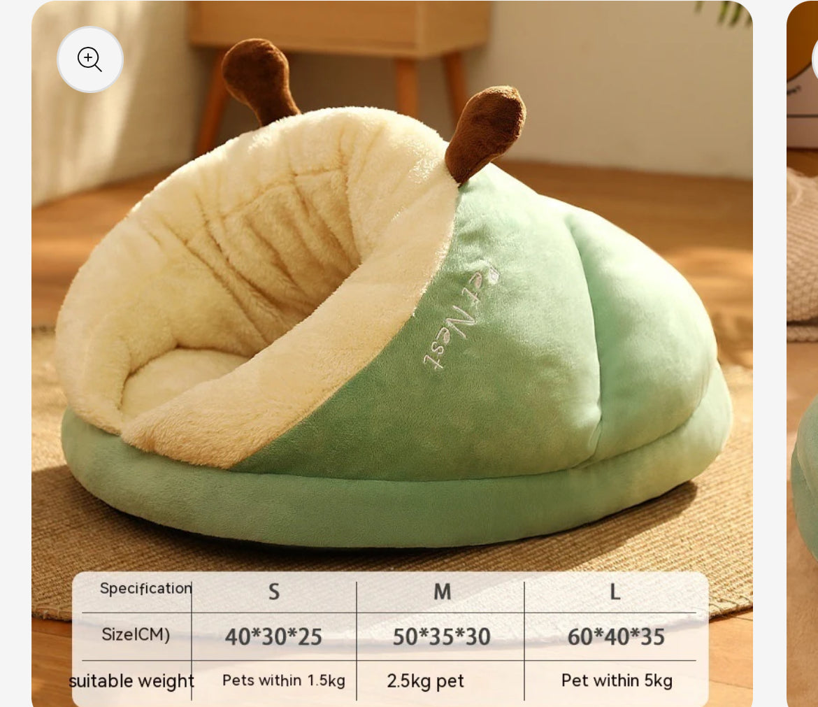 Winter Slipper Pet Bed for Dogs and Cats - Soft Enclosed Slipper Cave Bed