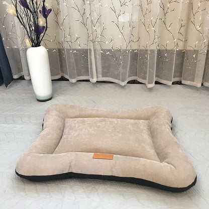 Brown washable nest pad bed side view 2.75 inch loft for cats and dogs