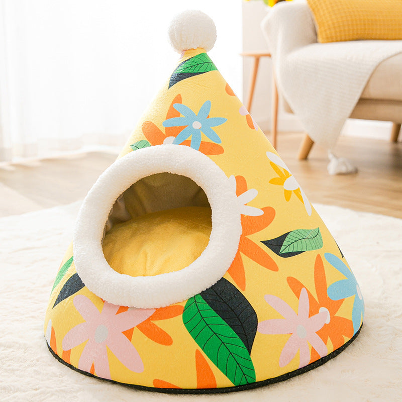 Comfortable Mongolian-style cat sleeping house