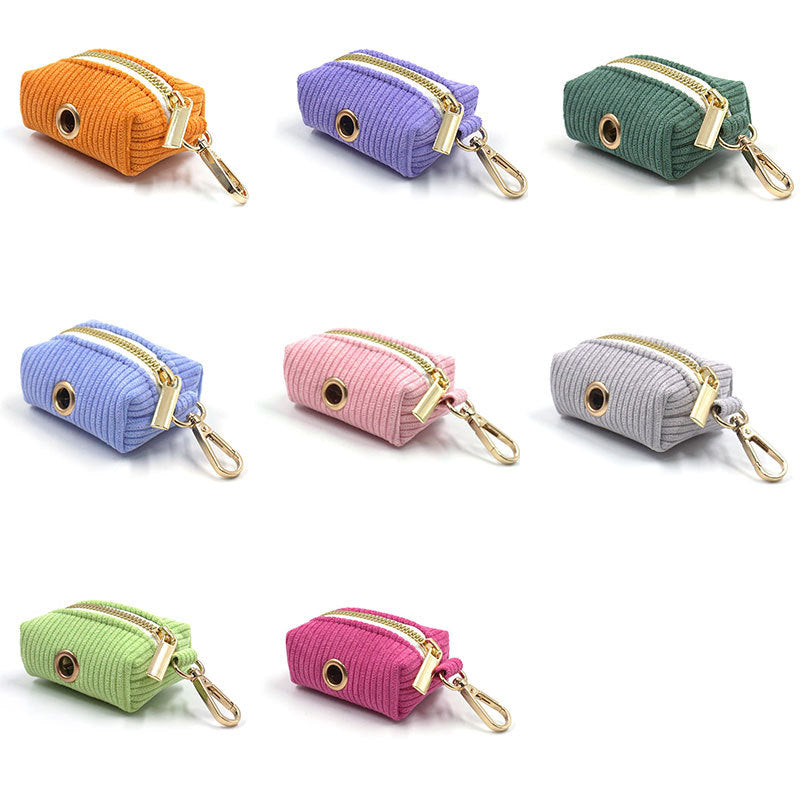 Corduroy Velvet Dog Poop Bag Holder Pouch