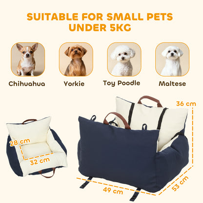 Cozy Dog Car Booster Seat for Small Dogs Under 11 lb with Safety Straps and Tether