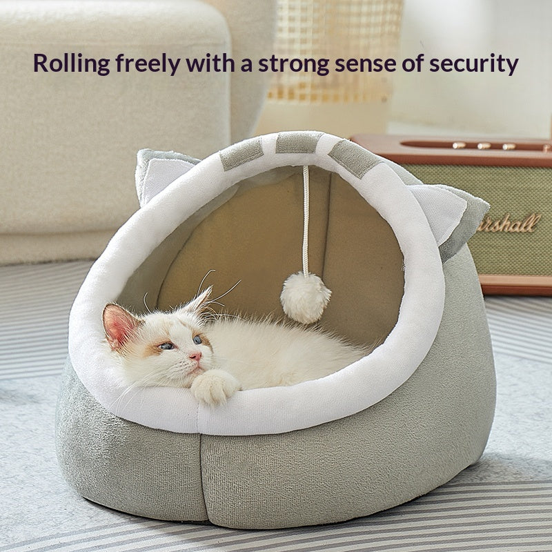 Cute cat sleeping nest with soft cushioning