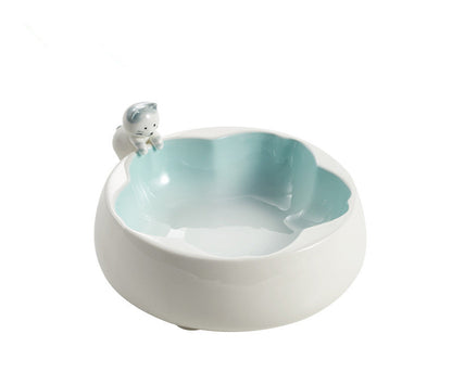 Cute ceramic Sakura bowl for pet feeding