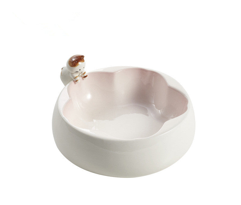 Cute pink Sakura ceramic bowl for cats and dogs