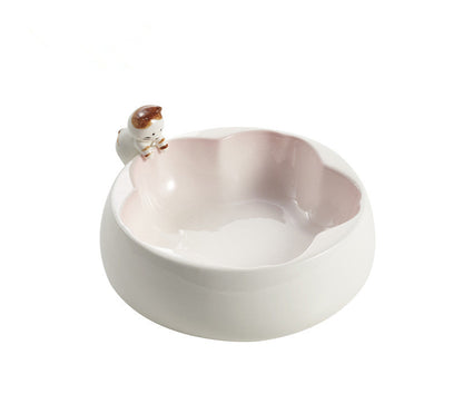 Cute pink Sakura ceramic bowl for cats and dogs