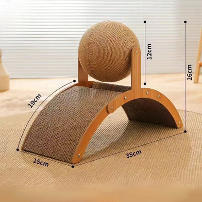 Interactive Wobble Ball Cat Scratcher Toy for Indoor Cats and Kittens showing details of length and size.