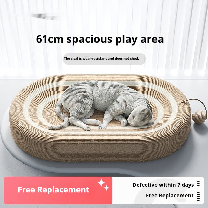 Natural sisal rope cat scratcher and lounge bed with heavy base for indoor cats