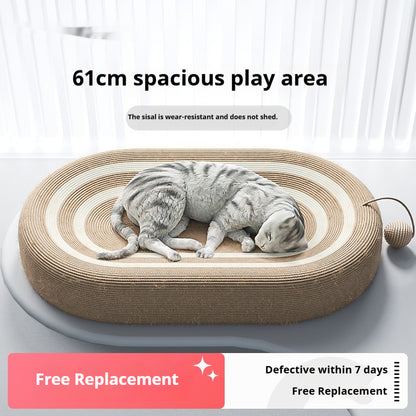Natural sisal rope cat scratcher and lounge bed with heavy base for indoor cats