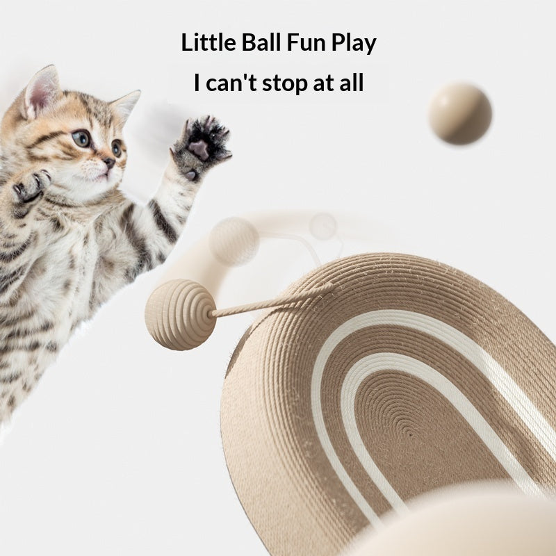 Sisal cat scratcher heavy duty rustic cat furniture design with a little fn ball.