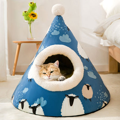 Warm cat shelter bed for indoor pets
