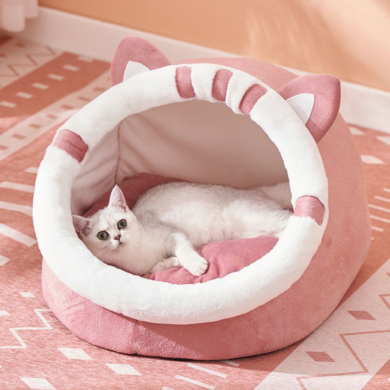 Winter-Ready Semi-Enclosed Cat Bed for All Seasons