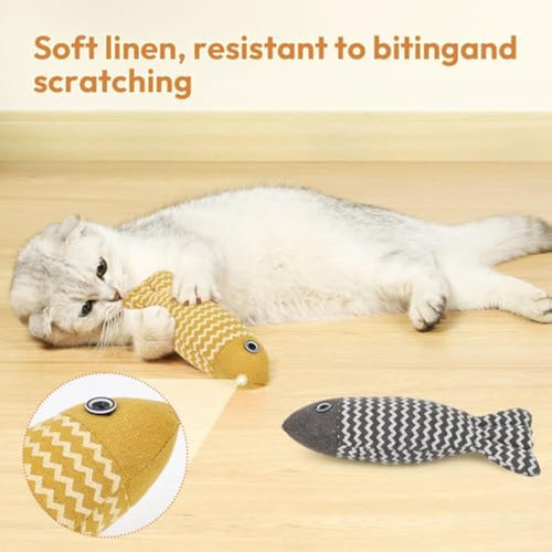 Catnip fish kicker toy filled with organic catnip for indoor cats
