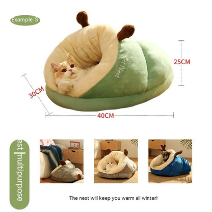 Winter Slipper Pet Bed for Dogs and Cats - Soft Enclosed Slipper Cave Bed