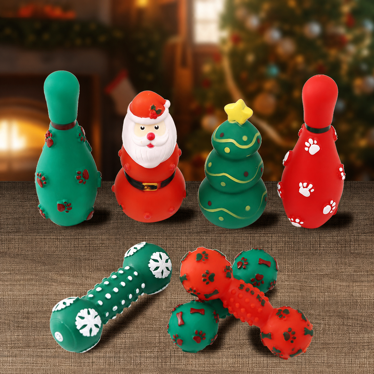 Homebody Holiday Squeaky Dog Toys group product photo without text
